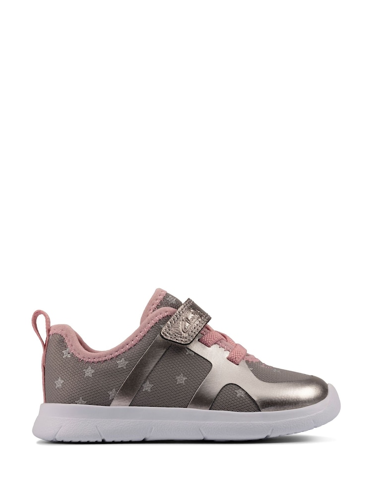 Clarks Grey Pewter Ath Flux Toddler Trainers - Image 1 of 7