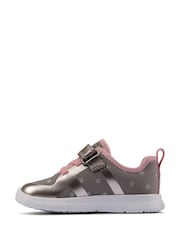 Clarks Grey Pewter Ath Flux Toddler Trainers - Image 2 of 7