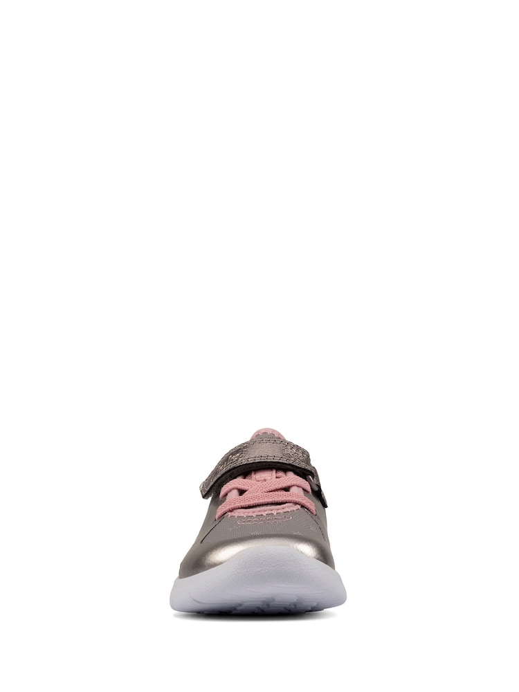 Clarks Grey Pewter Ath Flux Toddler Trainers - Image 3 of 7
