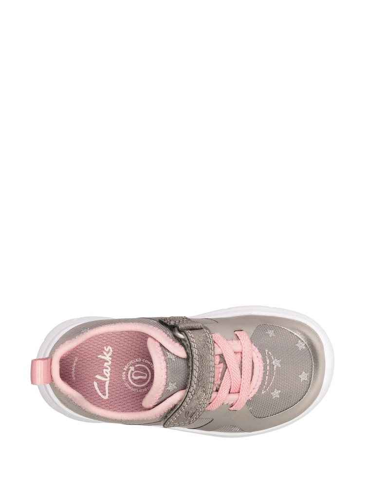 Clarks Grey Pewter Ath Flux Toddler Trainers - Image 6 of 7