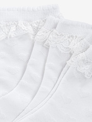 White 5 Pack Cotton Rich Heart Texture Ruffle Ankle Socks - Image 3 of 3