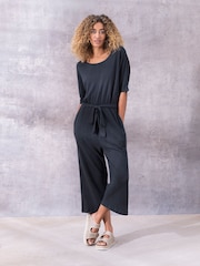Celtic & Co. Kurzärmeliger Jumpsuit aus Baumwollleinen, Blau - Bild 1 von 4