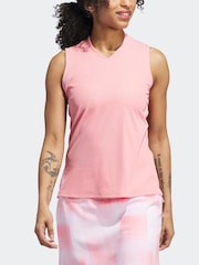adidas Golf Pink Ultimate365 Sleeveless Polo Shirt - Image 6 of 7