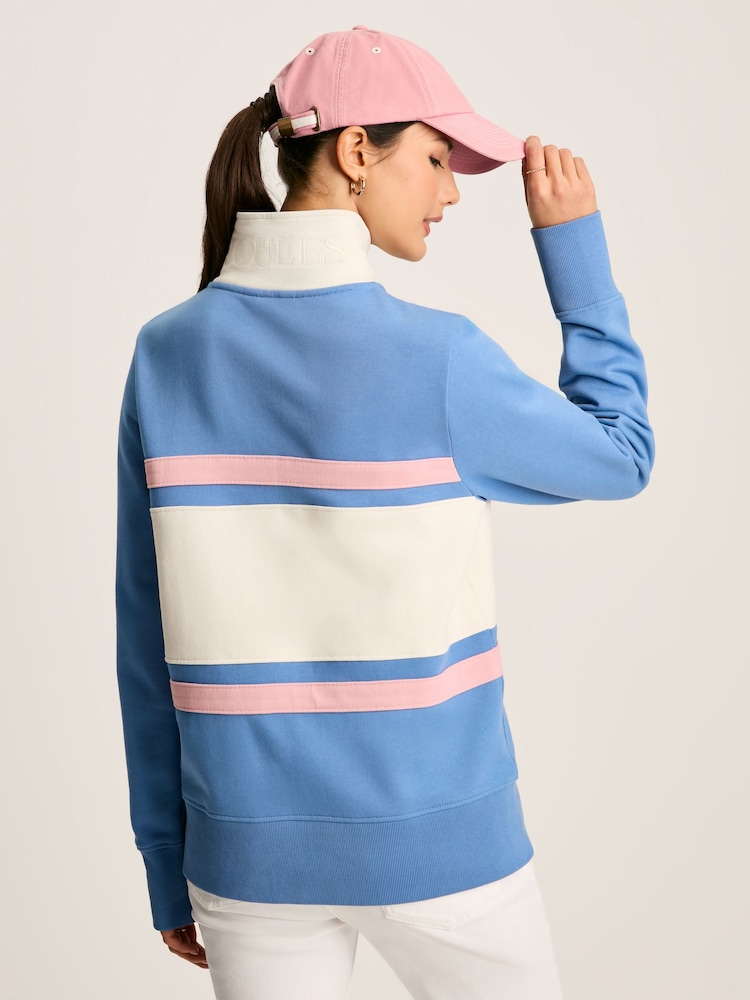 Joules Tadley Blue & White Quarter Zip Sweatshirt - Image 2 of 7