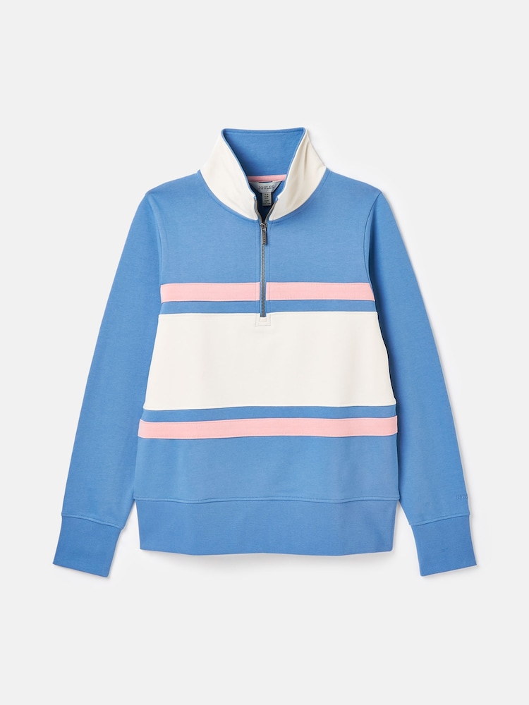 Joules Tadley Blue & White Quarter Zip Sweatshirt - Image 7 of 7