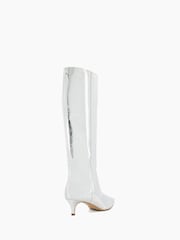 Dune London Silver Smooth Kitten Heel Point Knee-High Boots - Image 4 of 5