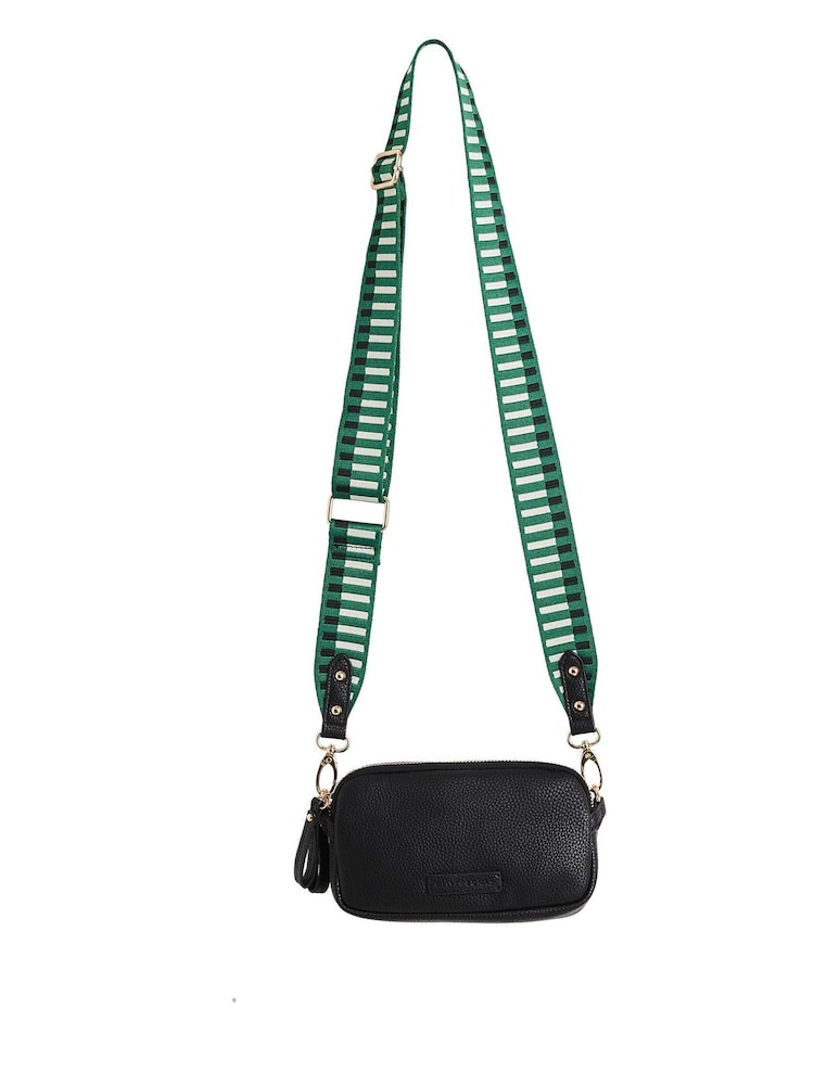 Oliver Bonas Black Naha Geometric Strap Crossbody Bag - Image 2 of 8
