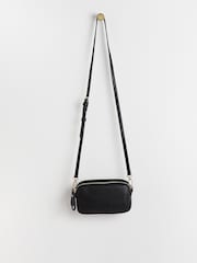 Oliver Bonas Black Naha Geometric Strap Crossbody Bag - Image 5 of 8