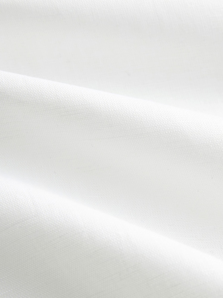 White Slim Fit Trimmed Linen Blend Short Sleeve Shirt - Image 7 of 7