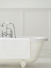 Laura Ashley White Cotton Border 100% Cotton Bath Mat - Image 1 of 2