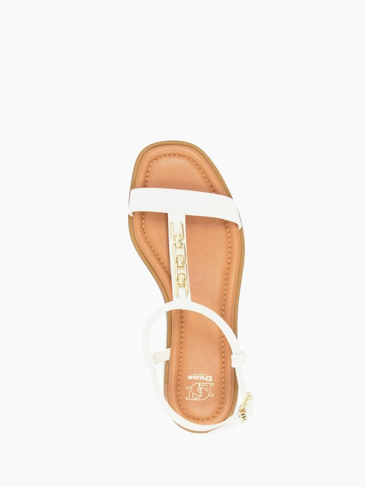 Dune London White Lotty Chain T-Bar Flat Sandals - Image 6 of 6 Dune London White Lotty Chain T-Bar Flat Sandals - Image 6 of 6