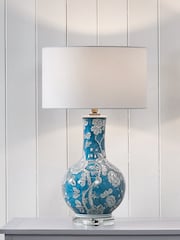 Pacific Blue Altheda Blue and White Floral Table Lamp - Image 1 of 4