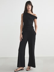 Black Asymmetric Sleeveless Drape Top - Image 2 of 4