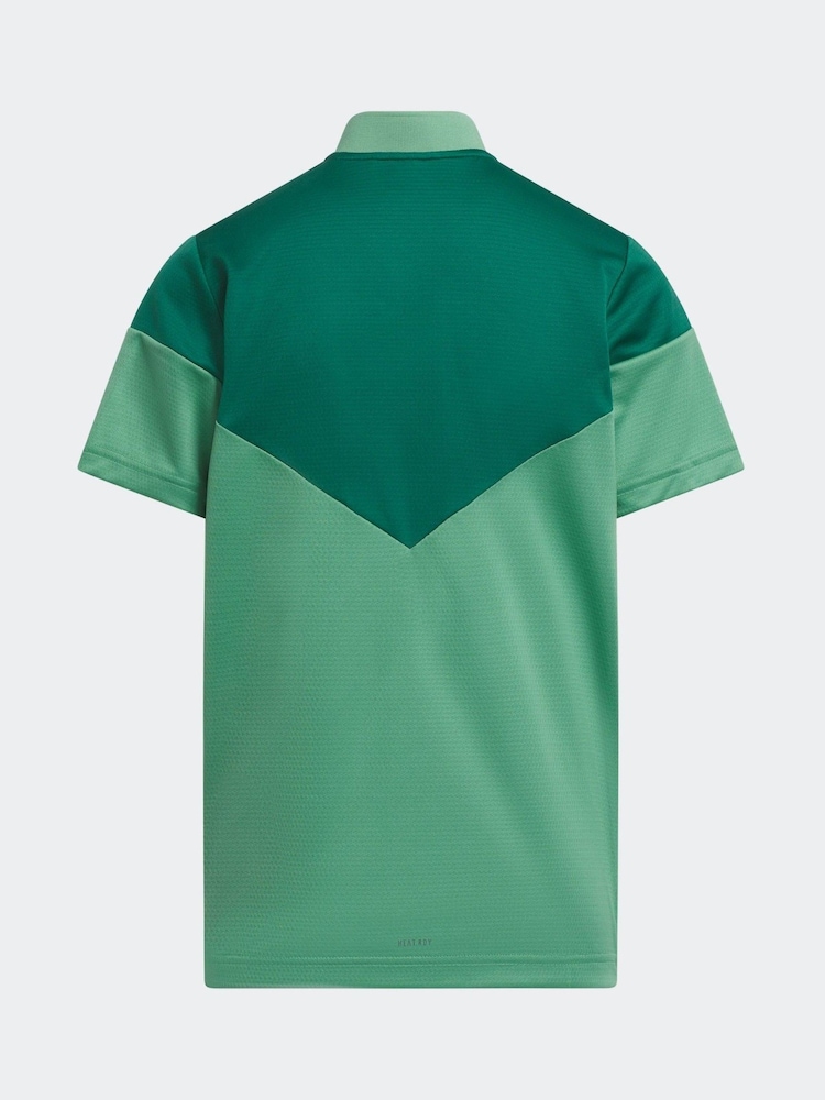 adidas Golf Boys Green HEAT.RDY Sport Collar Polo Shirt - Image 2 of 5