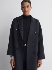 Reiss Pink/Navy Kristen Fitted Merino Wool Funnel Neck Top - Image 4 of 5