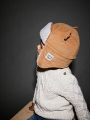 Neutral Corduroy Bear Trapper Hat (3mths-6yrs) - Image 3 of 4
