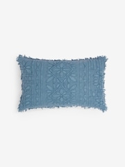 French Connection Slate Blue Elmwood Distressed Tufted Cushion - Image 3 of 4