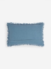 French Connection Slate Blue Elmwood Distressed Tufted Cushion - Image 4 of 4