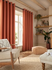 Orange Blackout/Thermal Cotton Eyelet Curtains - Image 1 of 8