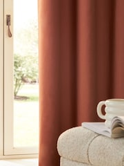 Orange Blackout/Thermal Cotton Eyelet Curtains - Image 6 of 8
