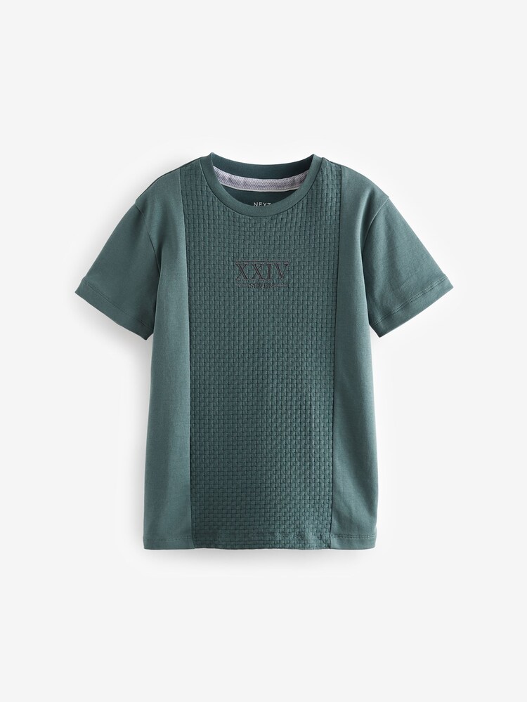 Mineral 100% Cotton Embroidery Textured Short Sleeve T-Shirt (3-16yrs) - Image 1 of 3
