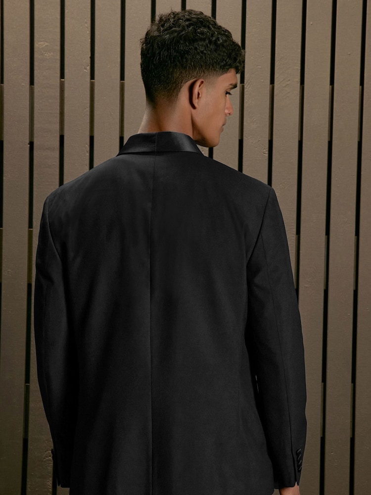 Black EDIT Relaxed Wrap Front Tuxedo Jacket - Image 2 of 18