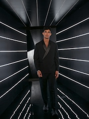 Black EDIT Relaxed Wrap Front Tuxedo Jacket - Image 3 of 18