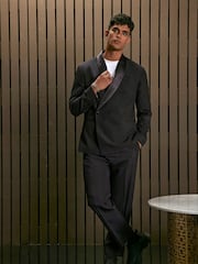 Black EDIT Relaxed Wrap Front Tuxedo Jacket - Image 6 of 18