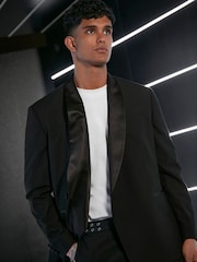 Black EDIT Relaxed Wrap Front Tuxedo Jacket - Image 7 of 18