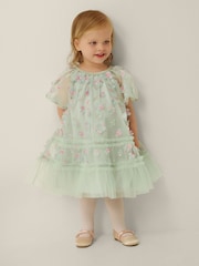 Monsoon Green Baby Kala Floral Appliqué Party Dress - Image 1 of 3