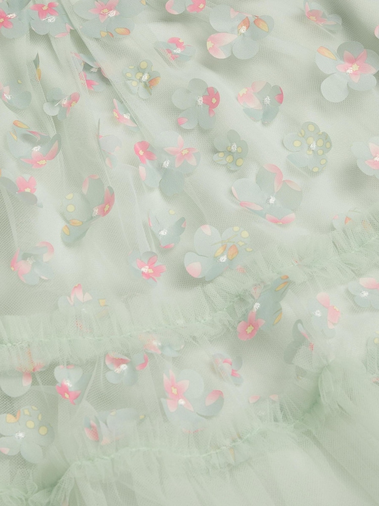 Monsoon Green Baby Kala Floral Appliqué Party Dress - Image 3 of 3 Monsoon Green Baby Kala Floral Appliqué Party Dress - Image 3 of 3