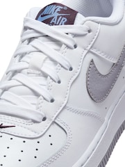 Nike White/Silver Air Force 1 Youth Trainers - Image 10 of 11