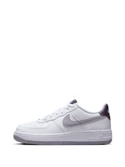 Nike White/Silver Air Force 1 Youth Trainers - Image 2 of 11