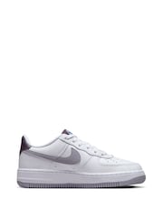 Nike White/Silver Air Force 1 Youth Trainers - Image 3 of 11