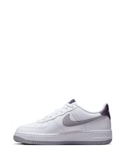 Nike White/Silver Air Force 1 Youth Trainers - Image 4 of 11
