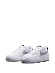 Nike White/Silver Air Force 1 Youth Trainers - Image 5 of 11