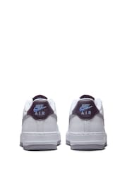 Nike White/Silver Air Force 1 Youth Trainers - Image 6 of 11