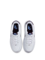 Nike White/Silver Air Force 1 Youth Trainers - Image 7 of 11