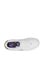 Nike White/Silver Air Force 1 Youth Trainers - Image 8 of 11