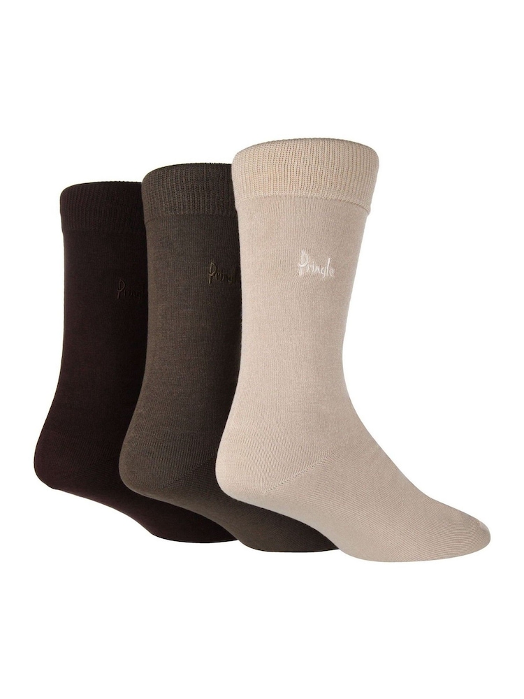 Pringle Brown Plain Bamboo Socks 3 Pack - Image 3 of 9