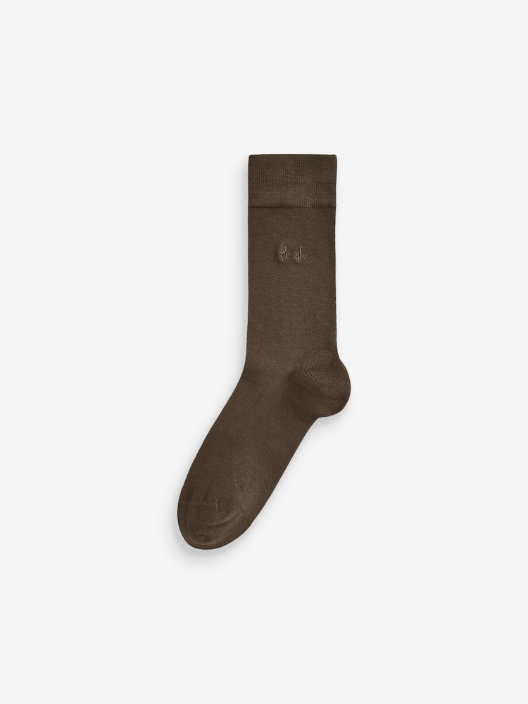 Pringle Brown Plain Bamboo Socks 3 Pack - Image 5 of 9