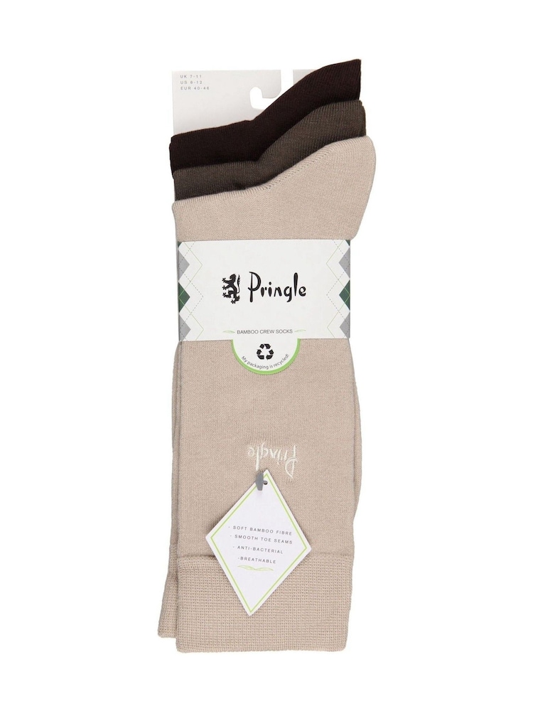 Pringle Brown Plain Bamboo Socks 3 Pack - Image 7 of 9