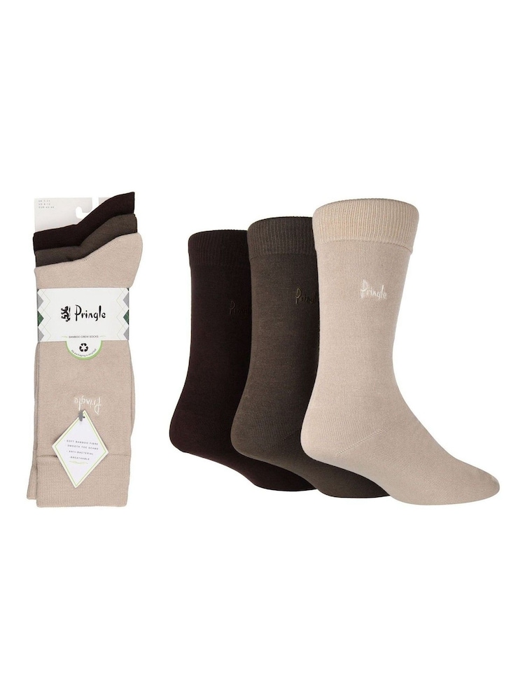 Pringle Brown Plain Bamboo Socks 3 Pack - Image 8 of 9