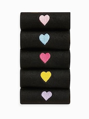 Heart Embroidered Motif Ankle Socks 5 Pack - Image 1 of 6