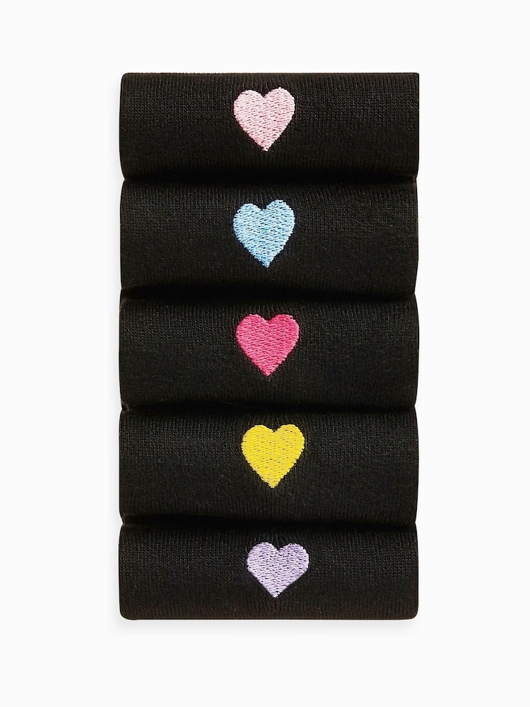 Heart Embroidered Motif Ankle Socks 5 Pack - Image 1 of 6