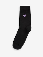 Heart Embroidered Motif Ankle Socks 5 Pack - Image 2 of 6
