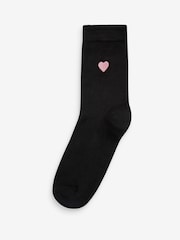 Heart Embroidered Motif Ankle Socks 5 Pack - Image 5 of 6