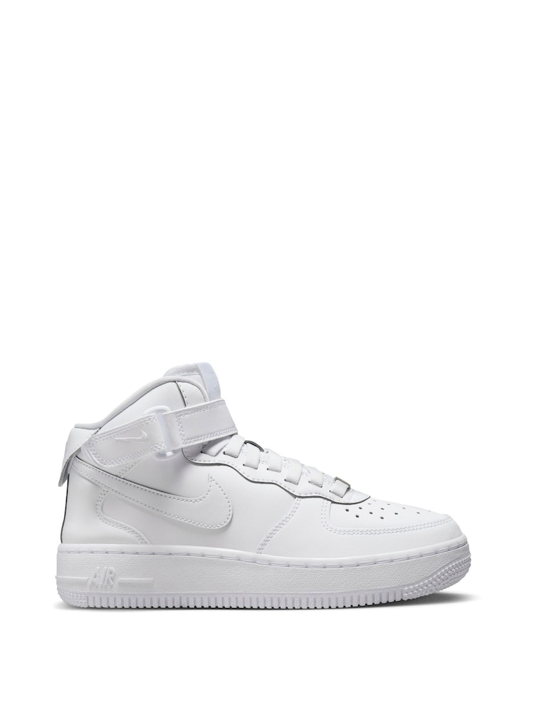 Nike White Youth Air Force 1 Mid EasyOn Trainers - Image 1 of 13
