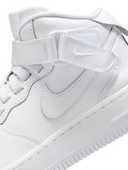 Nike White Youth Air Force 1 Mid EasyOn Trainers - Image 12 of 13