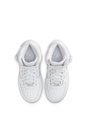 Nike White Youth Air Force 1 Mid EasyOn Trainers - Image 13 of 13